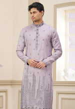 Load image into Gallery viewer, Lavender Art Silk Kurta Pajama
