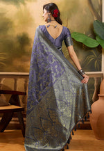 Load image into Gallery viewer, Lavender Banarasi Jacquard Saree With Blouse