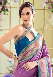 Lavender Banarasi Silk Saree