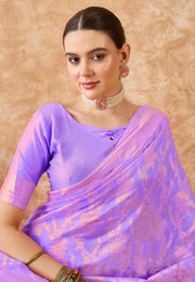 Lavender Banarasi Silk Saree
