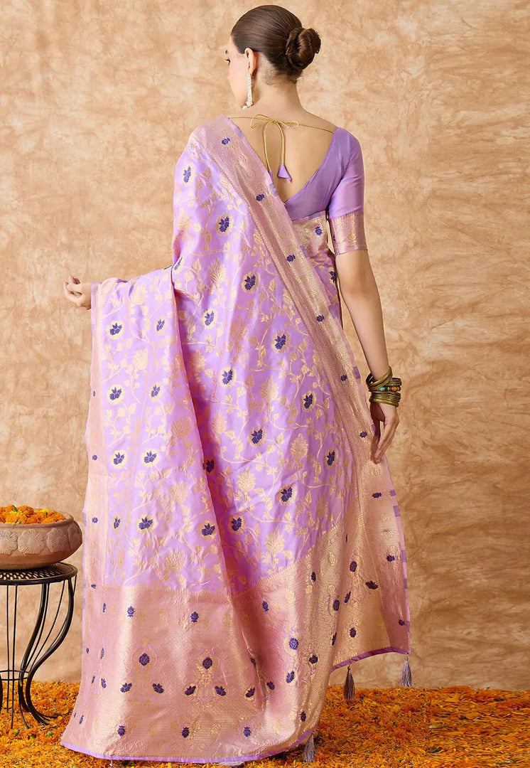 Lavender Banarasi Silk Saree