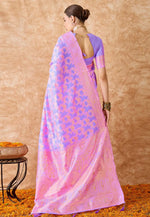 Load image into Gallery viewer, Lavender Banarasi Silk Saree With Blouse