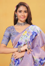 Load image into Gallery viewer, Lavender Bemberg Saree With Blouse
