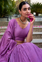 Load image into Gallery viewer, Lavender Chanderi Circular Lehenga Choli
