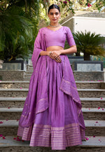 Load image into Gallery viewer, Lavender Chanderi Circular Lehenga Choli
