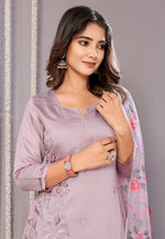 Load image into Gallery viewer, Lavender Chanderi Readymade Pant Style Suit
