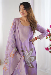 Lavender Chanderi Silk Readymade Pakistani Suit
