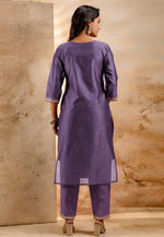 Load image into Gallery viewer, Lavender Chanderi Silk Readymade Pant Style Suit

