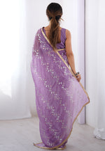 Load image into Gallery viewer, Lavender Chiffon Saree With Blouse
