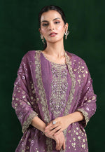 Load image into Gallery viewer, Lavender Chiffon Straight Suit
