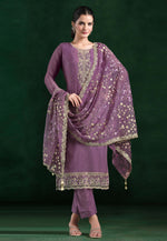Load image into Gallery viewer, Lavender Chiffon Straight Suit
