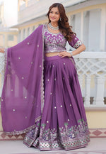 Load image into Gallery viewer, Lavender Chinon Lehenga Choli
