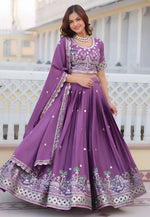 Load image into Gallery viewer, Lavender Chinon Lehenga Choli
