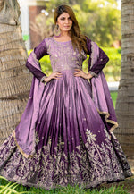 Load image into Gallery viewer, Lavender Chinon Readymade Anarkali Suit
