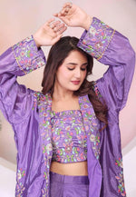 Load image into Gallery viewer, Lavender Chinon Silk Palazzo With Crop Top
