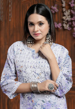 Load image into Gallery viewer, Lavender Cotton Kurta Set With Pent
