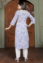 Load image into Gallery viewer, Lavender Cotton Kurta Set With Pent
