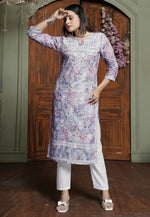 Load image into Gallery viewer, Lavender Cotton Kurta Set With Pent
