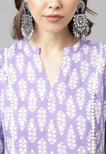 Load image into Gallery viewer, Lavender Cotton Kurta Set With Pent
