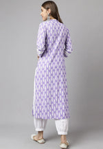 Load image into Gallery viewer, Lavender Cotton Kurta Set With Pent
