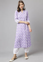 Load image into Gallery viewer, Lavender Cotton Kurta Set With Pent
