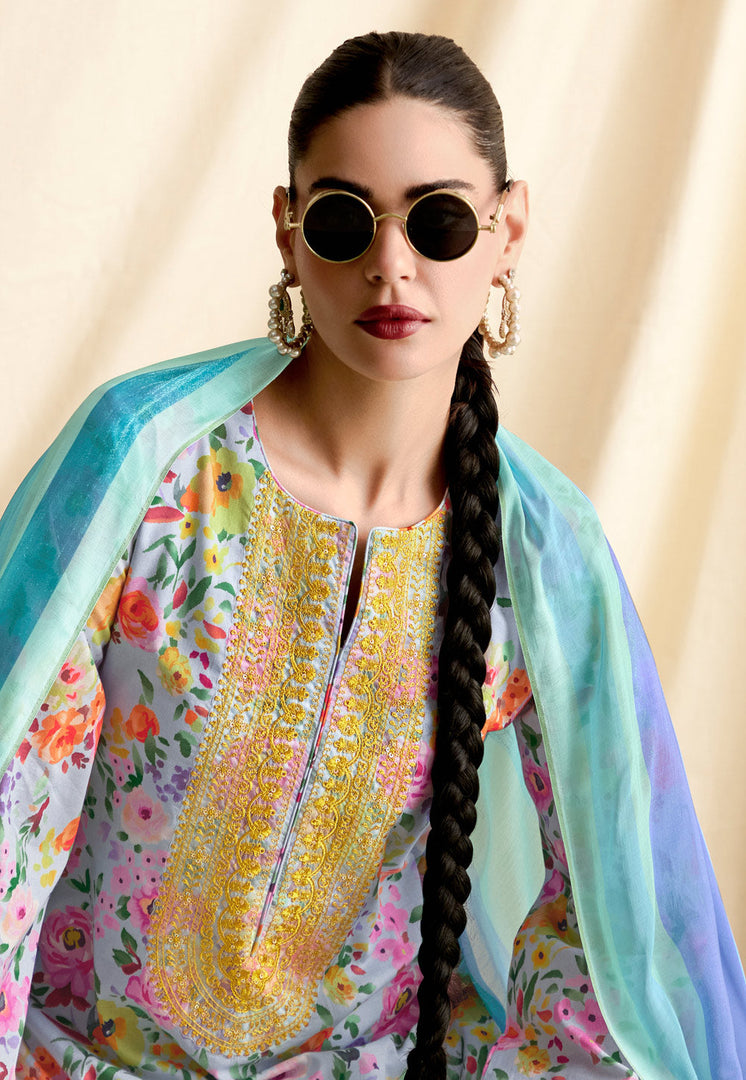 Lavender Cotton Pakistani Suit