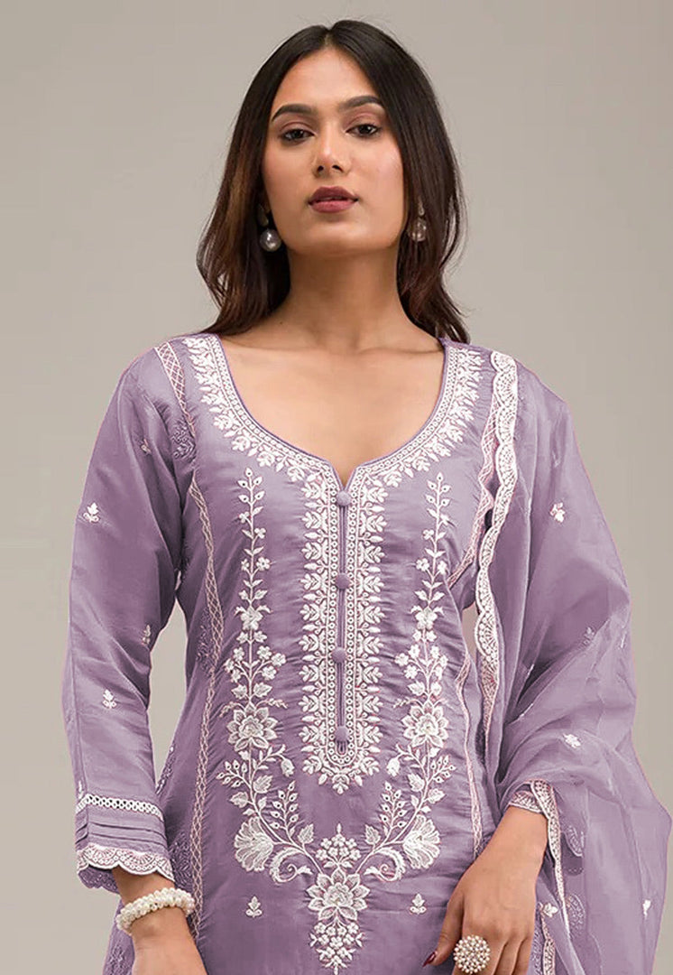 Lavender Cotton Pakistani Suit