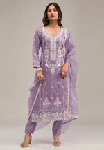 Load image into Gallery viewer, Lavender Cotton Pakistani Suit
