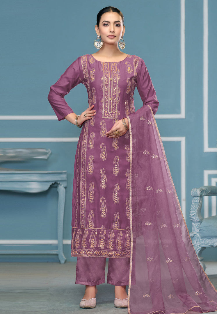 Lavender Cotton Pakistani Suit
