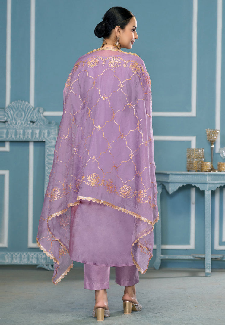 Lavender Cotton Pant Style Suit