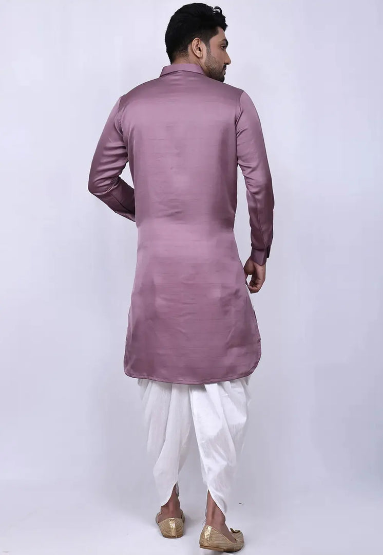 Lavender Cotton Pathani Suit