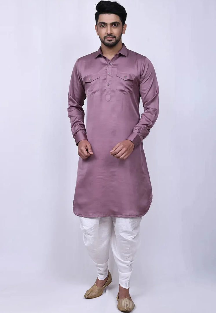 Lavender Cotton Pathani Suit