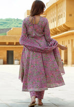 Load image into Gallery viewer, Lavender Cotton Readymade Anarkali Suit
