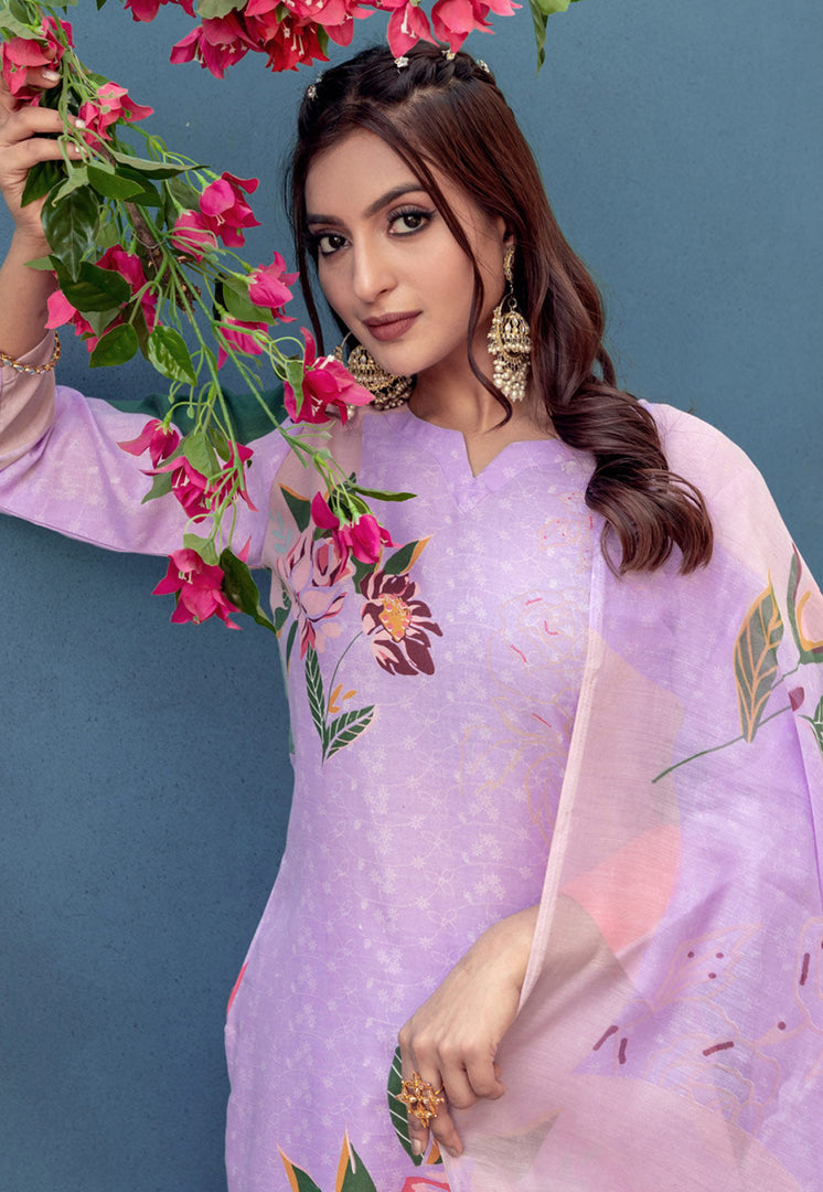 Lavender Cotton Readymade Pakistani Suit