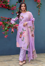 Load image into Gallery viewer, Lavender Cotton Readymade Pakistani Suit
