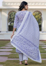 Load image into Gallery viewer, Lavender Cotton Readymade Pant Style Suit

