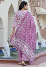 Load image into Gallery viewer, Lavender Cotton Readymade Pant Style Suit
