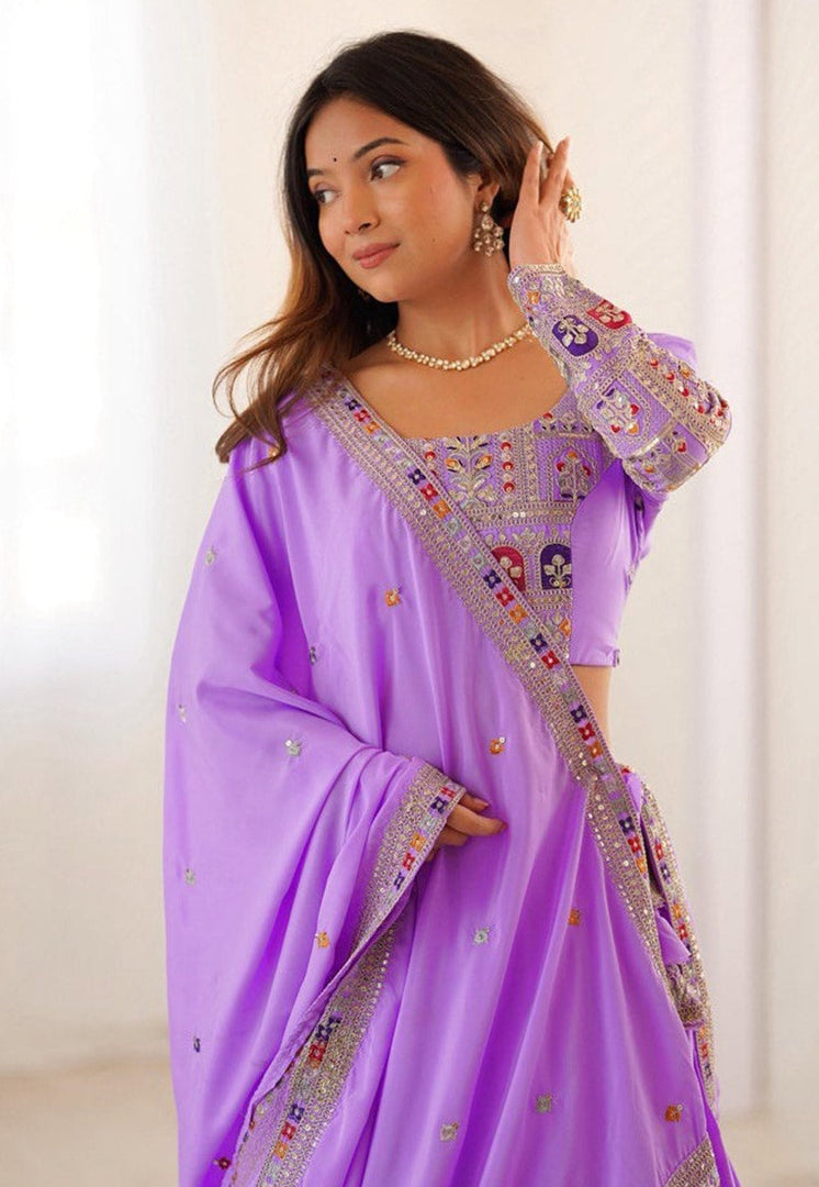 Lavender Crepe Silk Navratri Chaniya Choli