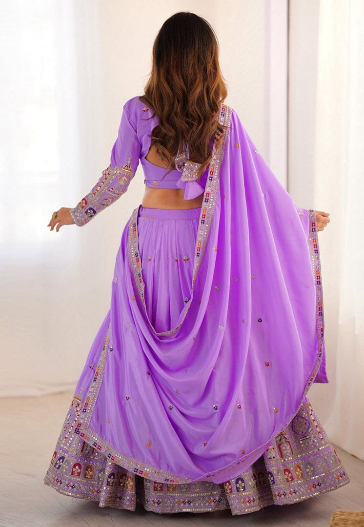 Lavender Crepe Silk Navratri Chaniya Choli