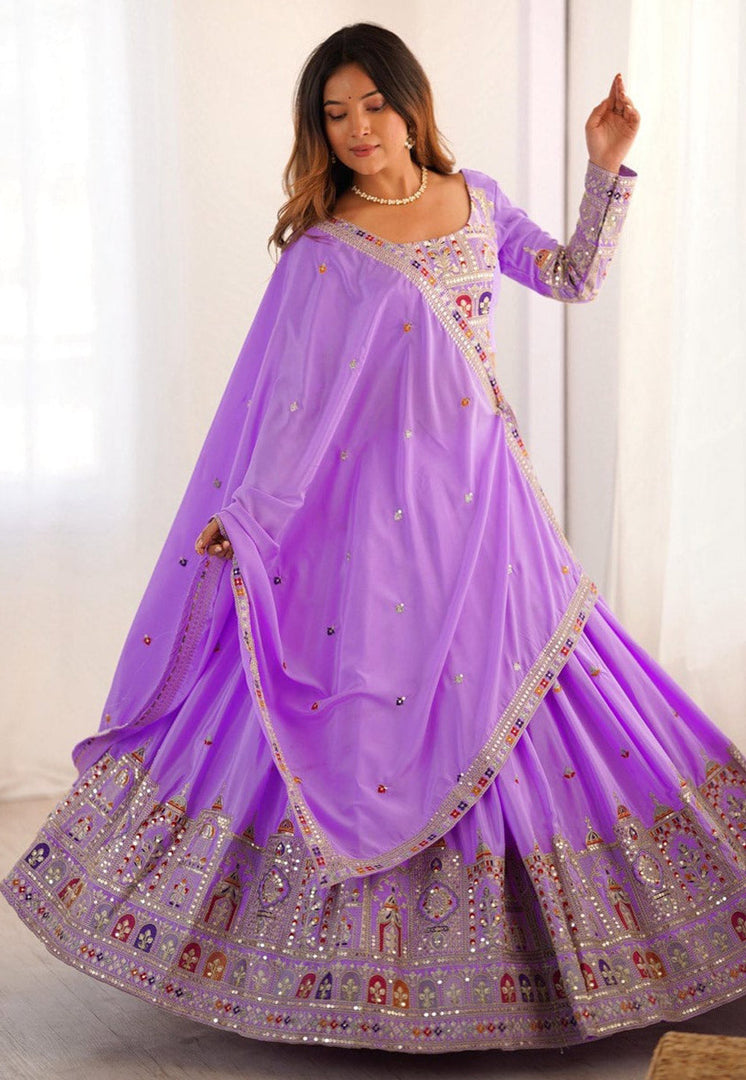 Lavender Crepe Silk Navratri Chaniya Choli