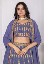 Load image into Gallery viewer, Lavender Faux Georgette Circular Lehenga Choli
