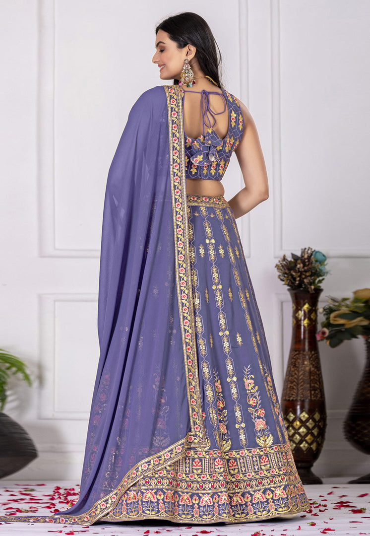 Lavender Faux Georgette Circular Lehenga Choli
