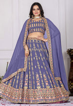 Load image into Gallery viewer, Lavender Faux Georgette Circular Lehenga Choli
