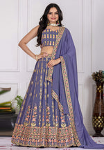 Load image into Gallery viewer, Lavender Faux Georgette Circular Lehenga Choli
