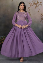 Load image into Gallery viewer, Lavender Faux Georgette Gown
