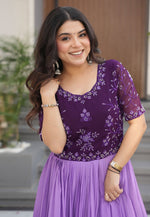 Load image into Gallery viewer, Lavender Faux Georgette Gown
