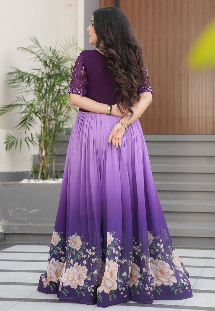 Lavender Faux Georgette Gown