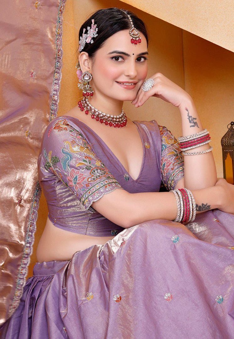 Lavender Georgette Circular Lehenga Choli