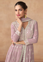 Load image into Gallery viewer, Lavender Georgette Long Anarkali Suit
