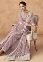 Load image into Gallery viewer, Lavender Georgette Long Anarkali Suit
